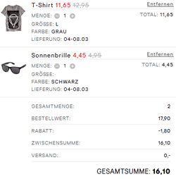 10% Rabatt bei H&amp;M und kostenloser Versand - z.B. Chinos für 6,50€, T-Shirts für 4,50€ *UPDATE*