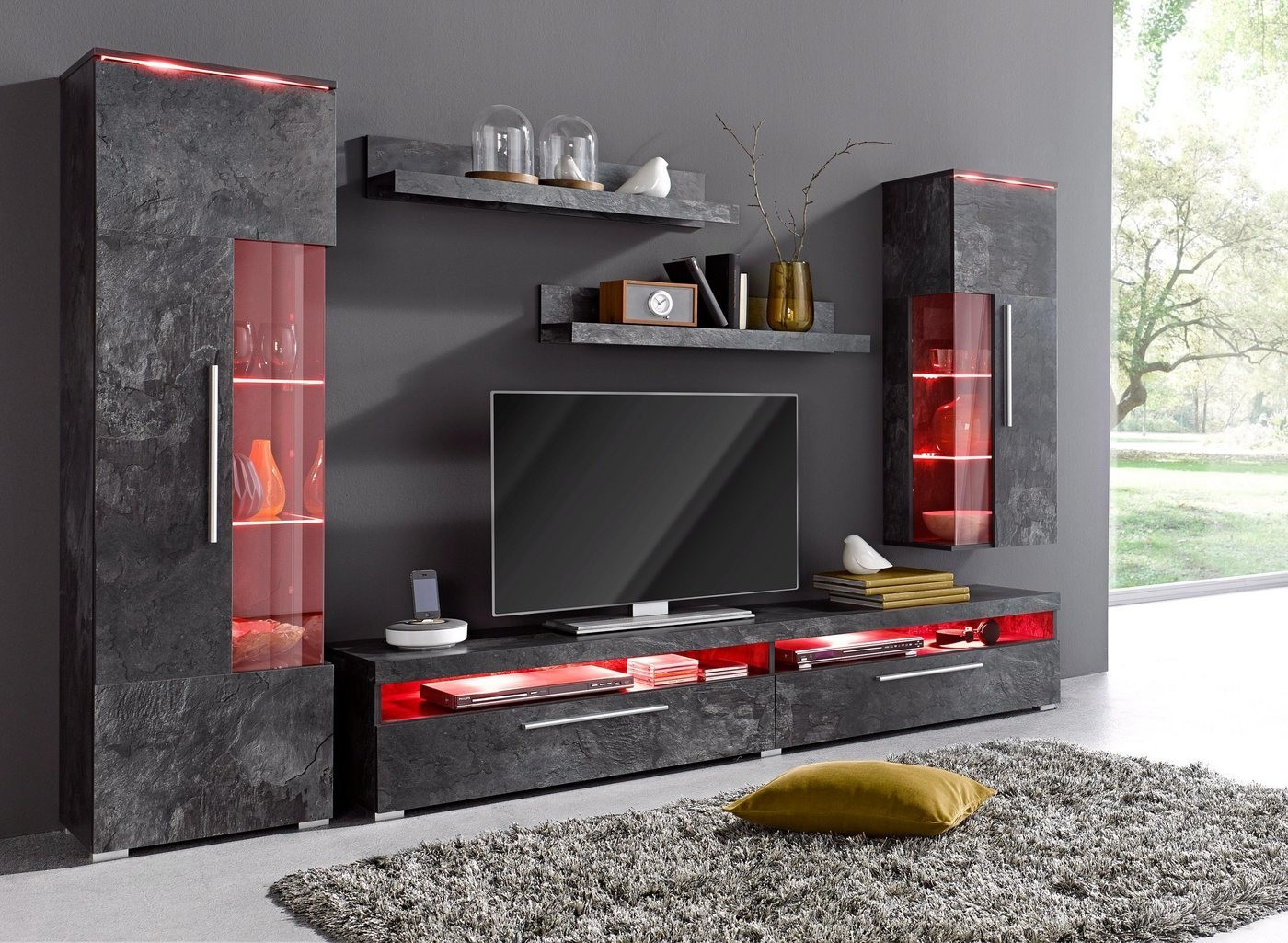 160,01€ auf Trendmanufaktur Wohnwand schieferfarben (673019) sparen