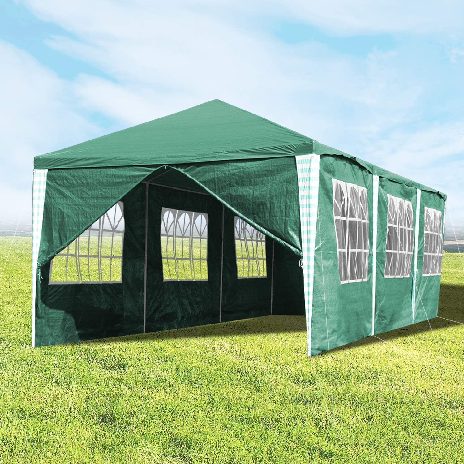 wolketon 3x9m UV Schutz Partyzelt mit 8 Seitenteilen Grün