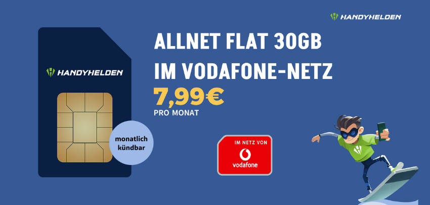 Nur noch heute! MEGA 🔥 30GB 5G Vodafone Allnet-Flat nur 7,99€ | auch monatlich kündbar