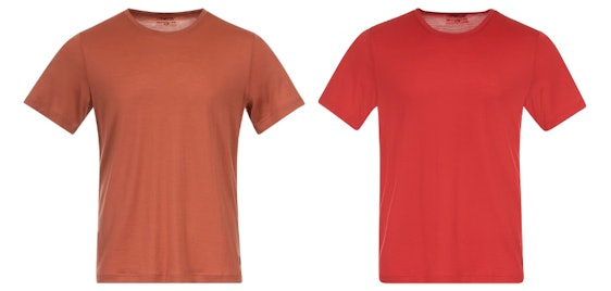 Bergans of Norway T-Shirt für 41€ - aus Merinowolle und Tencel, Gr. S - XL, in Rot oder Orange