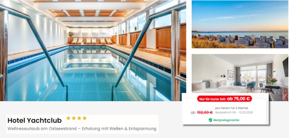 Hotel Yachtclub für 75€ buchen ⛵ inkl. Frühstücksbuffet