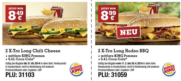 Burger King Gutscheine Mai 2014 - neues PDF zum Download - Long Chicken, Big King, Satisfries uvm. 