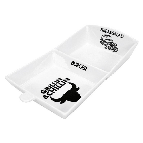 Gusta Hamburger-Box "Grillin &amp; Chillin - Stier", 27x13,5cm, Porzellan (6 Stück)