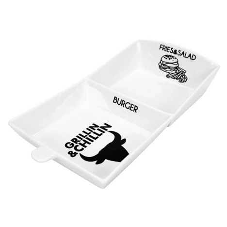 Gusta Hamburger-Box "Grillin & Chillin - Stier", 27x13,5cm, Porzellan (6 Stück)