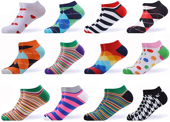 12er Pack Herrensocken Bunte Lässig Gemusterte Socken