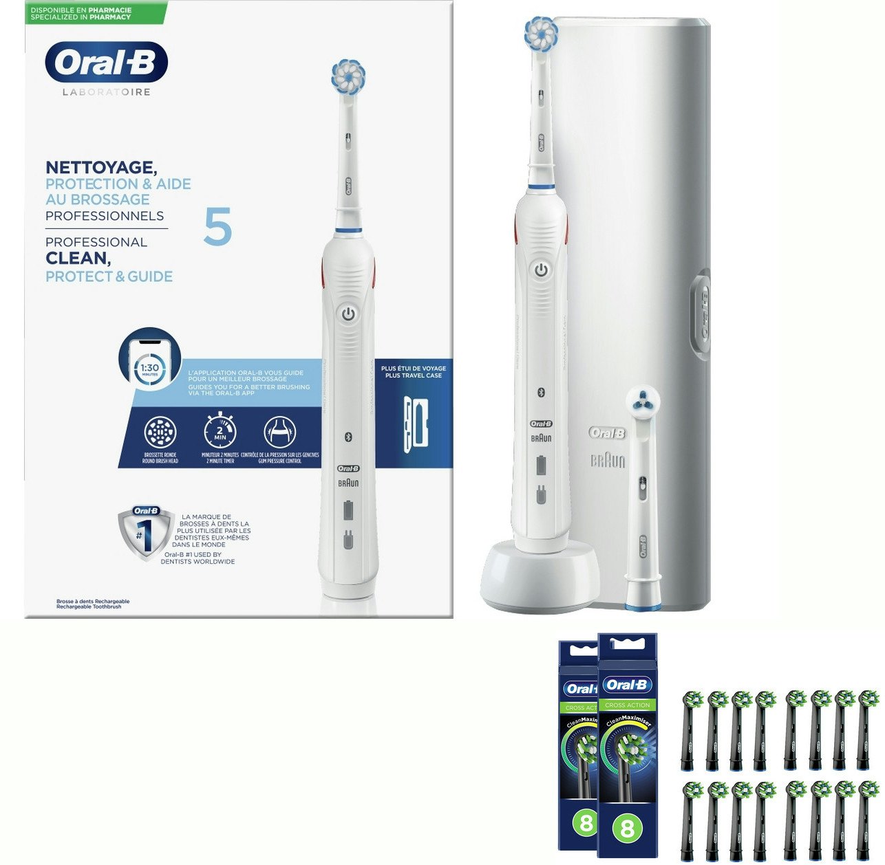 OralB Professional Clean & Protect 5 für 41€ Elektrische Zahnbürste mit 2 Bürstenköpfen,