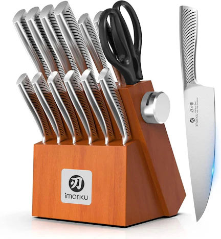 imarku Ultra-scharf Küchenmesser Set mit Schleifer(Orange)