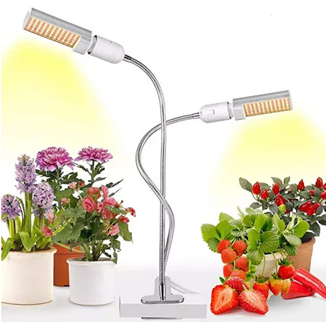 40% Rabatt Pflanzenlampe LED, Vollespektrum Pflanzenlicht 45W mit Dualem Austauschbarem E27 Glühbirnen für Zimmerpflanzen