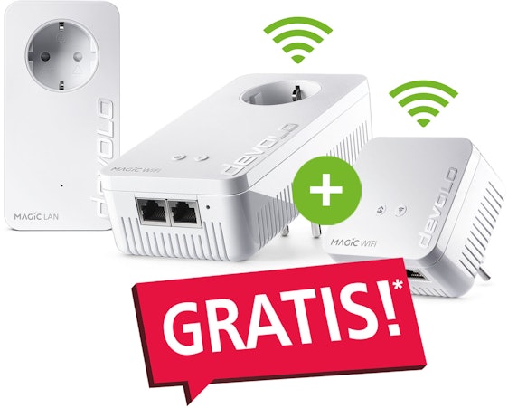 Devolo Magic 1200+ Powerline Adapter Mesh + Wifi mini für 67€ - WLAN-Steckdose Powerline Starter Kit mit Mesh-Adapter