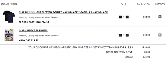 Nike+ Kinect Training (Xbox 360) mit 2 Nike Shirts - zusammen für 44€