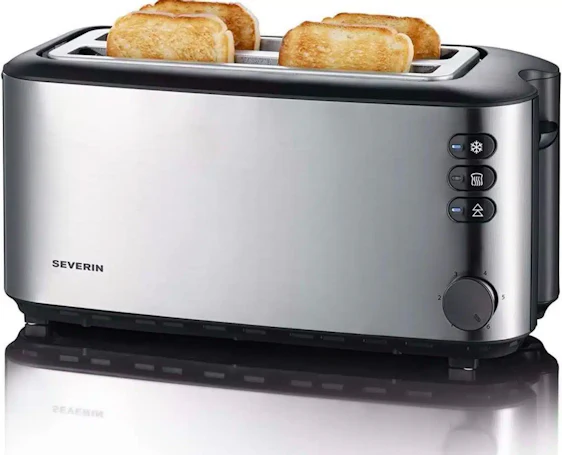 Severin Doppel-Langschlitztoaster mit eingebautem Brötchen-Aufsatz aus Edelstahl für 30,89€(statt 35,86€)