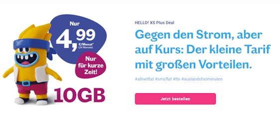FLASHSALE mit 2GB mehr 💥 10 GB LTE (o2) inkl. 60 Freiminuten für 4,99€/Monat