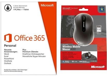 Microsoft Office 365 + Microsoft Wireless Mobile Mouse 4000 für zusammen 40€ *UPDATE2*