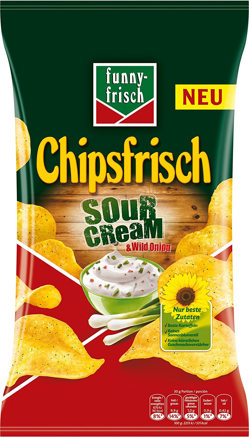 funny-frisch Chipsfrisch Sour Cream und Wild Onion, 10er Pack für 10,86€