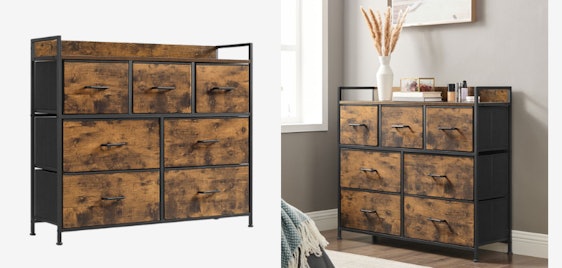 Songmics Kommode für 53€ - im Industriedesign, 7 Schubladen, Metallgriffe