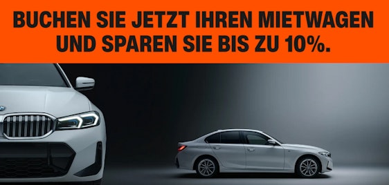 10% auf Mietwagen weltweit sparen - bis zu 27 Tage günstiger mieten, alle Klassen, nur online
