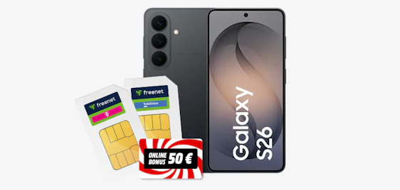 Effektiv Gratis 📱🎉 Samsung Galaxy S26 mit 25GB Telekom + 10GB Telefonica Allnet-Flat