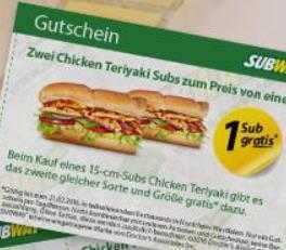 Subway Gutscheine für Niedersachsen+NRW