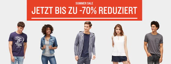Bis zu 70% Rabatt im Sale bei Tom Tailor - 20€ Extra-Rabatt ab 60€ MBW