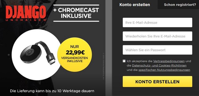 Google Chromecast 2 und Django Unchained [Stream] für 23€ – Gratis-Film mit Streaming Box *UPDATE*