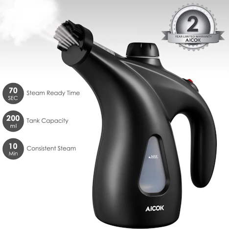 Aicok Dampfglätter 200ml Schnell Aufheizender Tragbares Reise Bügeleisen für 12.99€