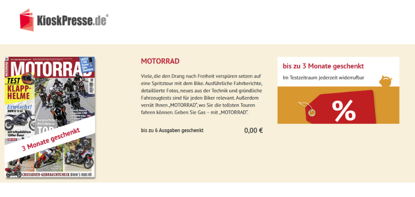 3 Monate "Motorrad" gratis lesen – 6 Ausgaben 