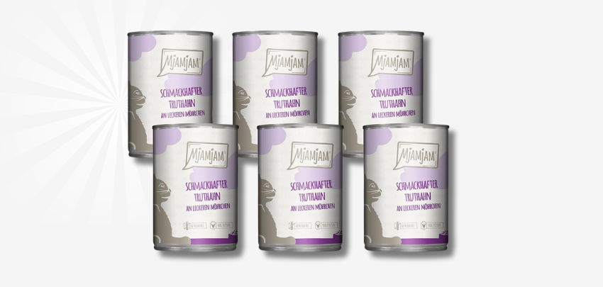 MjAMjAM Katzenfutter (6 x 400 g) für 12€ - getreidefrei, hoher Fleischanteil, ohne Zusatzstoffe