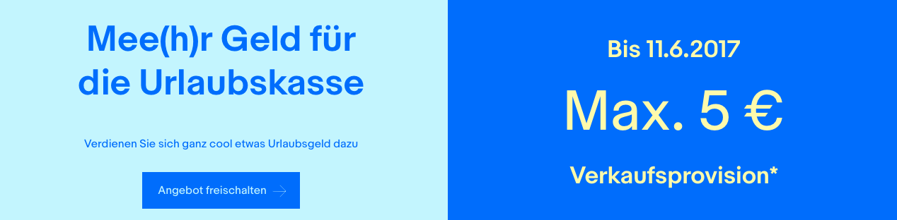 5x maximal 5€ Verkaufsprovision bei ebay