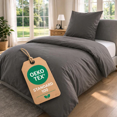 MALIKA Renforcé-Bettwäsche aus Baumwolle, 135×200 + 80×80 cm, verschiedene Farben, OEKO‑TEX, mit Reißverschluss.