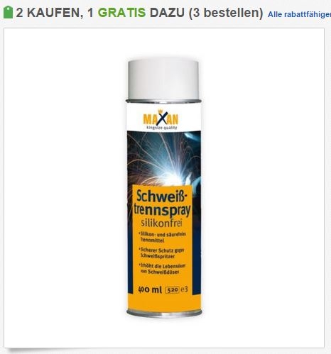 Schweißtrennspray Schweißschutzspray silikonfrei säurefrei 400ml - 2x kaufen (2,99€) + 1x GRATIS