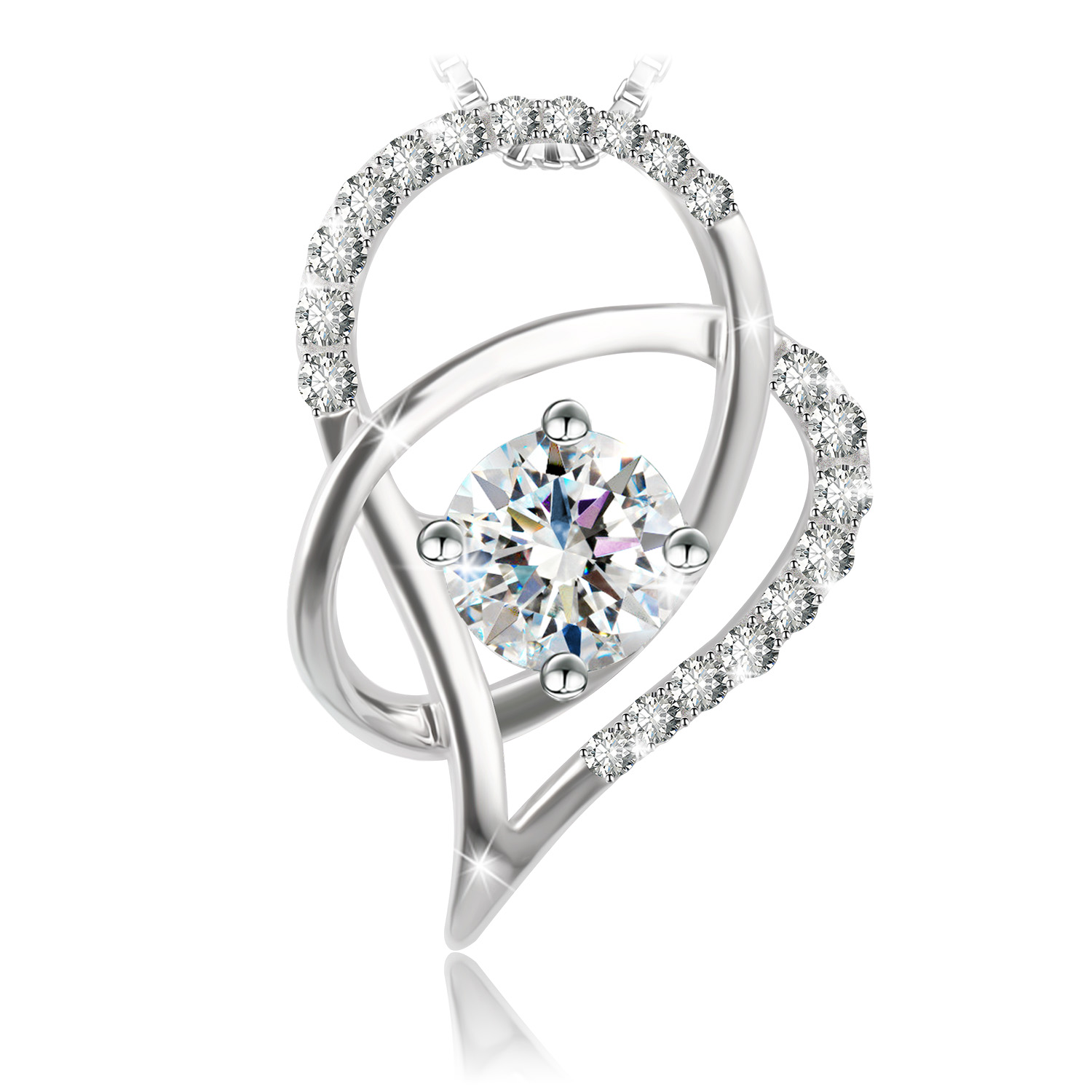 40% Rabatt auf J.Rosée Kette Damen Halskette Anhänger Schmuck 925er Sterling Silber 5A Zirkonia "Geschwungenes Herz"