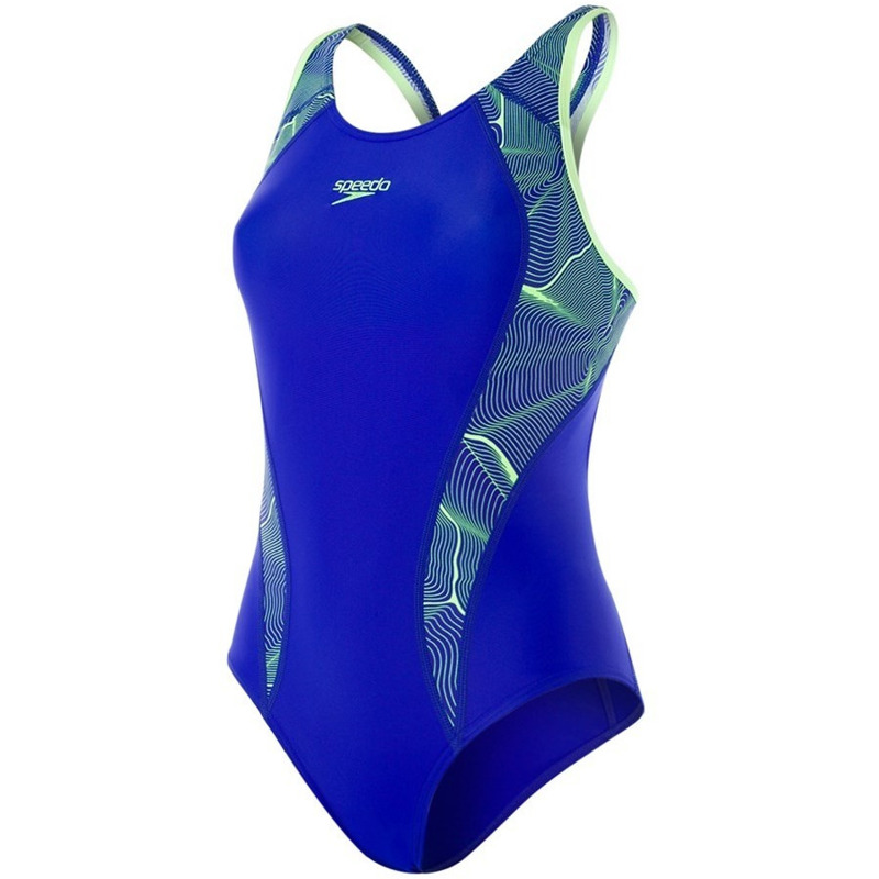 Speedo Printed Fit Laneback Badeanzug blau/gelb (811389C901) 13% günstiger