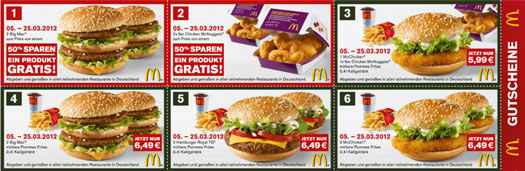 McDonalds Gutscheine für März 2012 (Update)