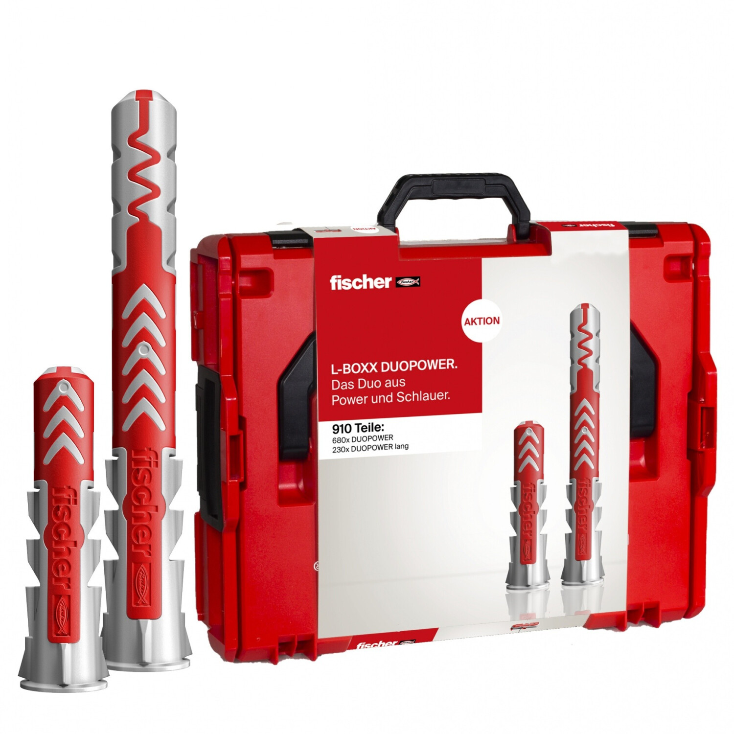 Think BIG 🪛 Fischer L-Boxx 102 DuoPower für 132€ - Dübelset, 910 Stück in großer Plastik-Box