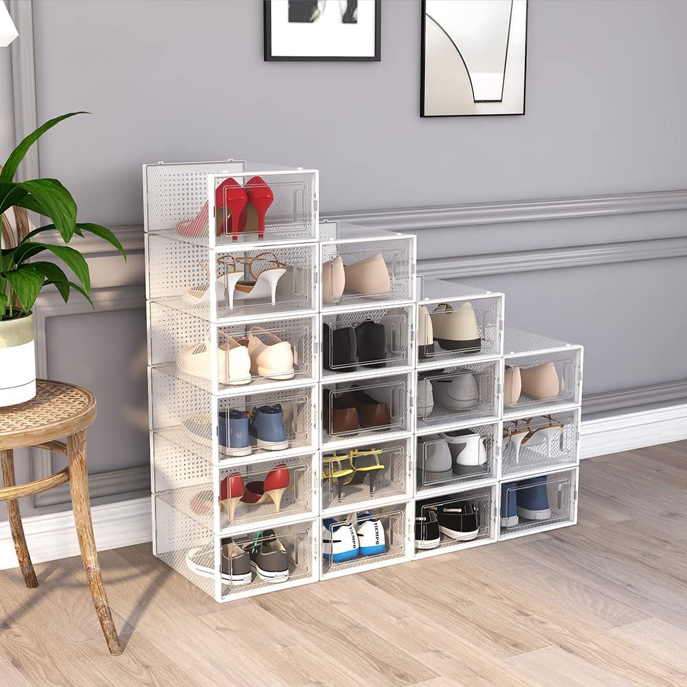 Lospitch Schublade Faltbare Plastik Aufbewahrungsbox Mit Deckel, 8-er Set, Größe jeder Box beträgt: 33.4 x 21 x 22.5 cm