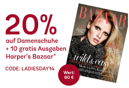 20% Rabatt auf Damenschuhe bei Mirapodo + gratis Jahresabo von Harper's Bazaar