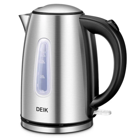 Wasserkocher Edelstahl 1.7L, Automatischer Abschalt- und Trocknungskochschutz, 2200W