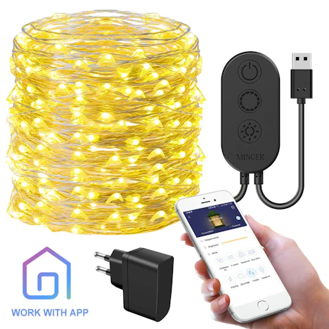 10M Drahlichterketten 8 Modi IP67 Wasserdicht Warmweiß APP gesteuert Innen und Außen