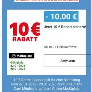 gratis 10€ Coupon für Kaufland Marktplatz in der App (personalisiert)