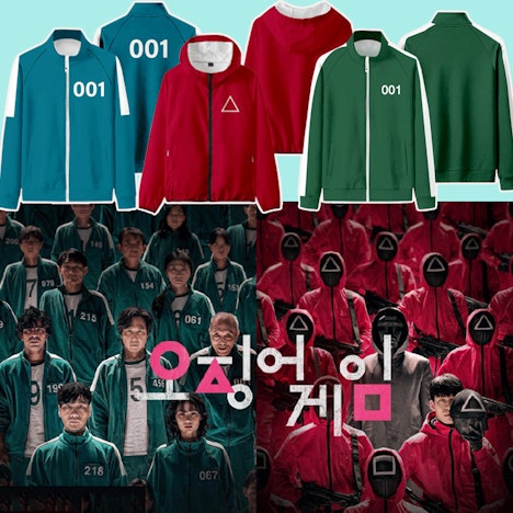 Squid Game Reißverschluss Kapuzenjacke Damenjacke Damen Sweatshirt