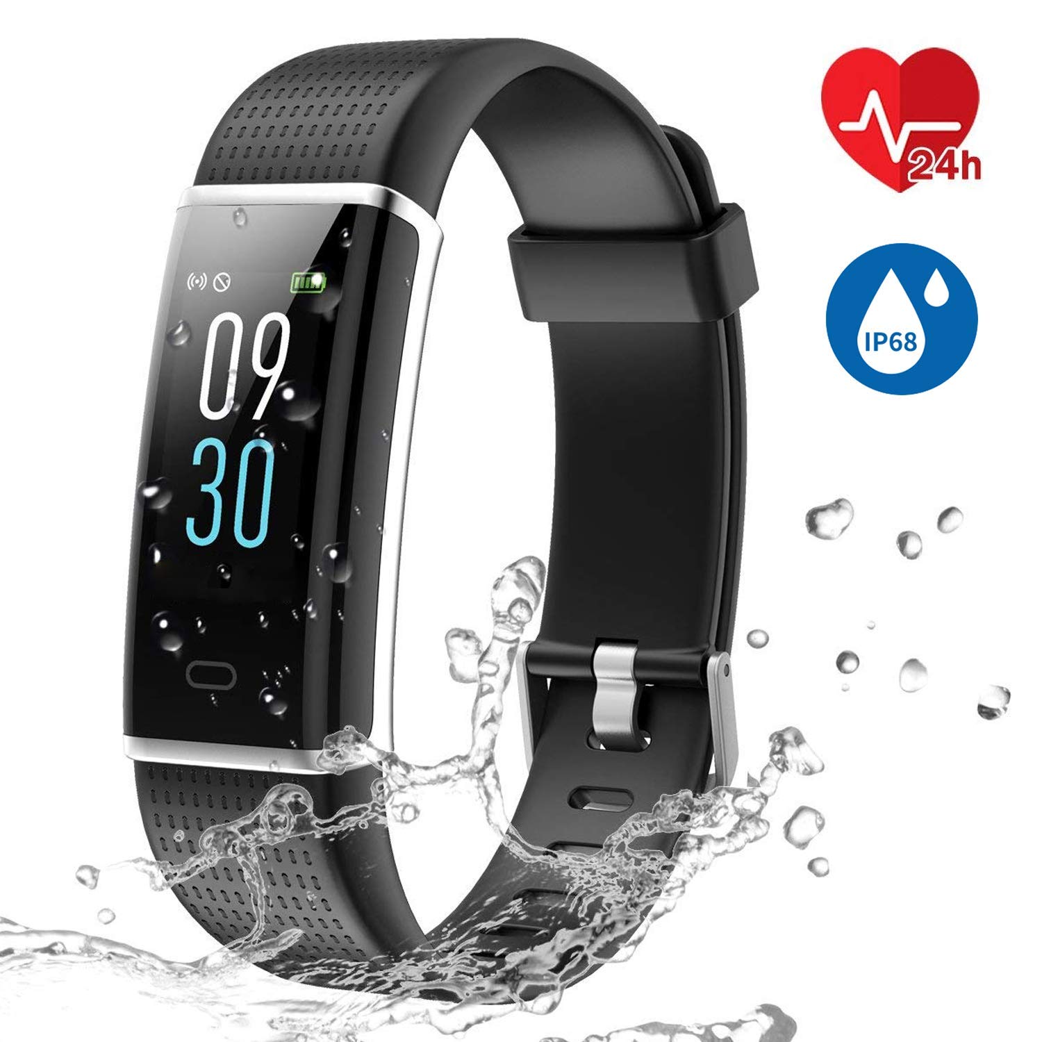  Fitness Tracker mit Pulsmesser Wasserdicht IP68 Farbbildschirm Aktivitätstracker Schrittzähler Uhr