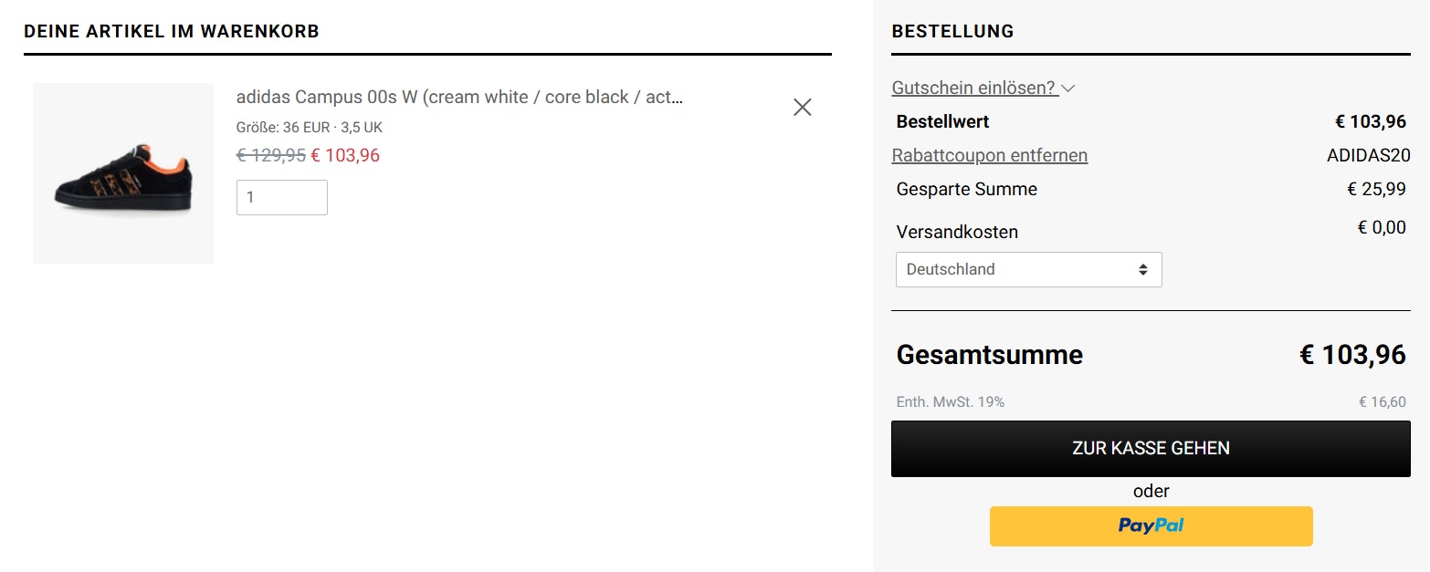 43einhalb GUtschein anwenden