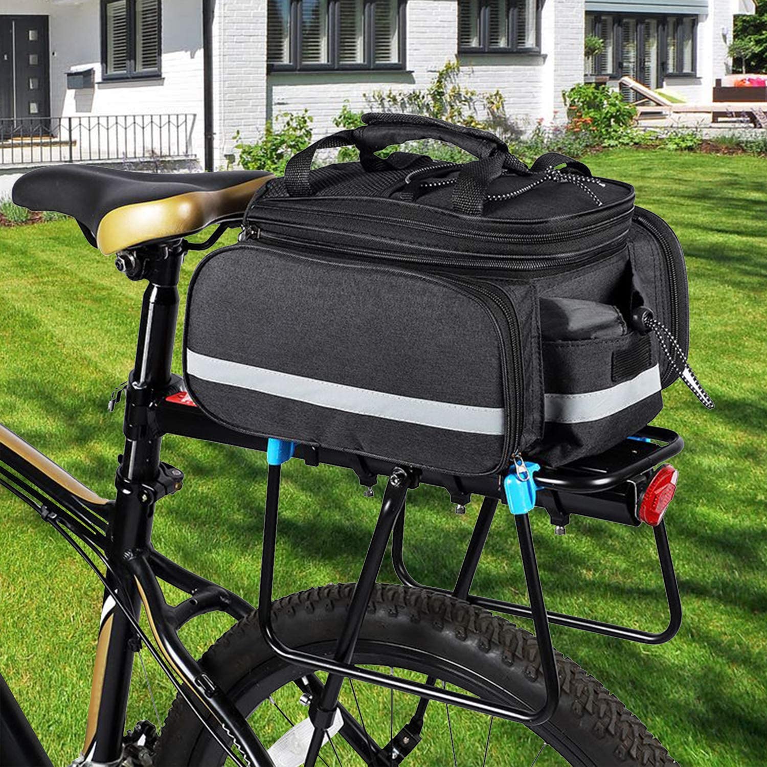 Multi-Pocket-Design Fahrrad-Rückentasche 20L Erweitertem Fassungsvermögen mit 3M reflektierender und Regenschutzdeckel
