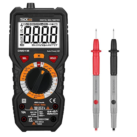Multimeter mit 6000 Counts, True RMS, Temperaturmessung, Außenleiter-Identifizierung, Durchgangsprüfung, Hintergrundbeleuchtung