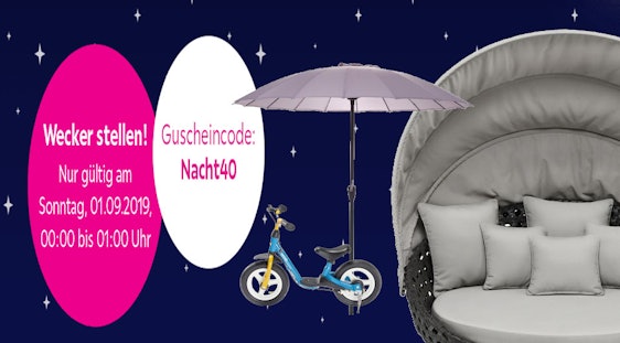 Nur heute Mitternacht! Mömax Night Sale mit 40% Rabatt auf das Exklusiv Online Gartenmöbel-Sortiment *vorbei*