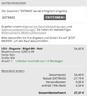 Gutscheinfehler? 50% auf bereits reduzierte Dessous bei Enamora *UPDATE2*