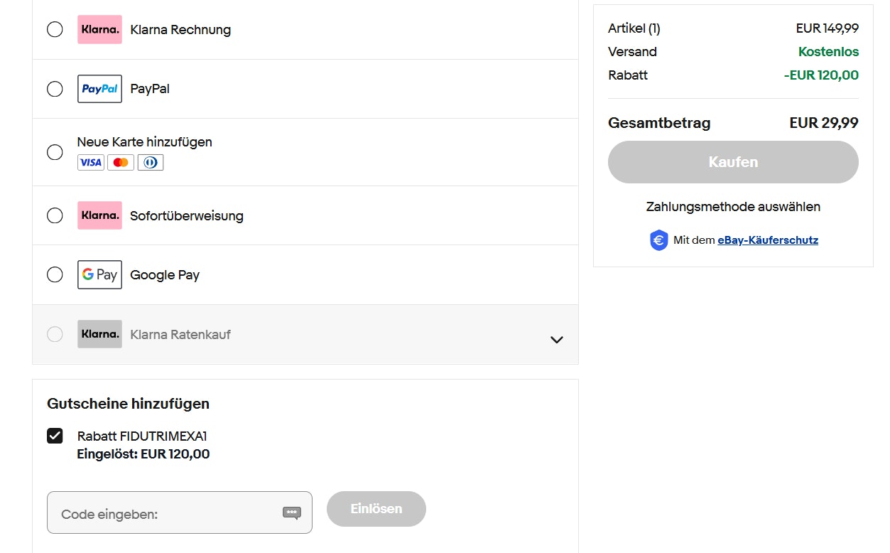 eBay Gutschein Fiduciashop