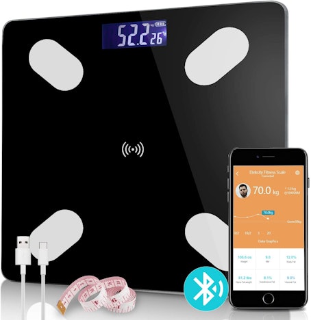 Hengda Personenwaage Gewichtswaage, App und Bluetooth-Verbindung für iOS und Android 13 Smart Körperparametern Fitness-Monitor