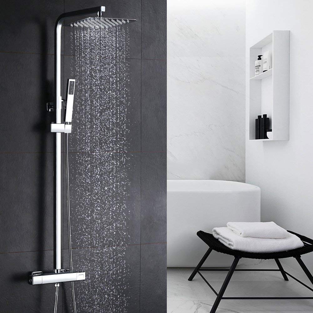 Homelody Thermostat Duschsystem-Regendusche Eckig